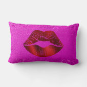 Fett Red Foil Lips Modern Simple Chic Pink Glitzer Lendenkissen (Rückseite)