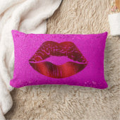 Fett Red Foil Lips Modern Simple Chic Pink Glitzer Lendenkissen (Decke)