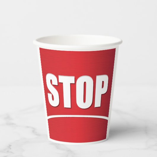 Fett Red Stopp Sign Pappbecher (Vorderseite)