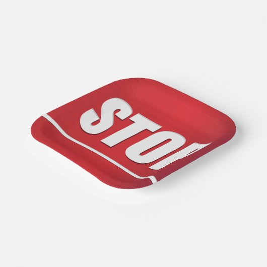 Fett Red Stopp Sign Pappteller (Gewinkelt)