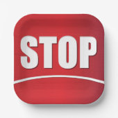 Fett Red Stopp Sign Pappteller (Vorderseite)