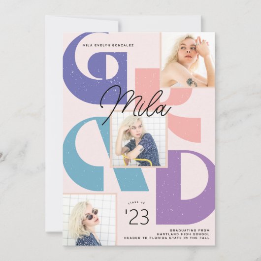 Fett Retro 3 Foto Abschluss Ankündigung (Vorderseite)