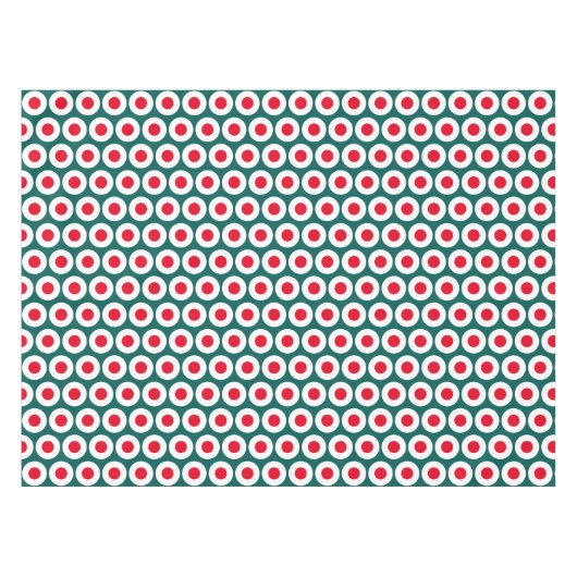 Fett Retro Bright Red White Aquamarin Geometric Mu Tischdecke (Vorderseite (Horizontal))