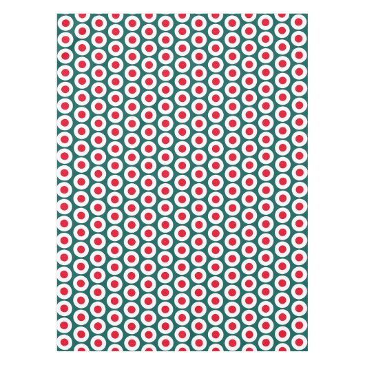 Fett Retro Bright Red White Aquamarin Geometric Mu Tischdecke (Vorderseite)