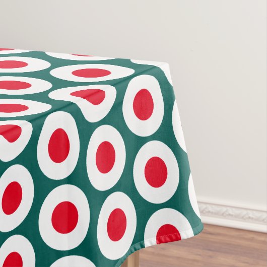 Fett Retro Bright Red White Aquamarin Geometric Mu Tischdecke (Beispiel)