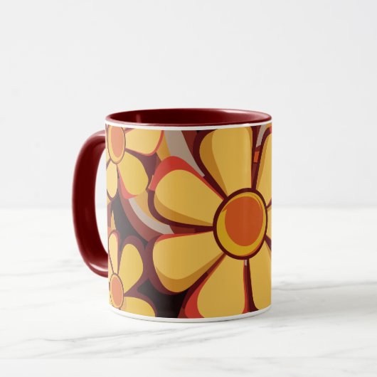 Fett-Retro-Floral-Swirl-Design Tasse (Vorderseite Links)