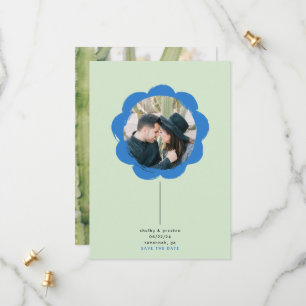 Fett Retro Gemalte Blumenrahmen-Foto-Hochzeit Save The Date