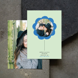 Fett Retro Gemalte Blumenrahmen-Foto-Hochzeit Save The Date