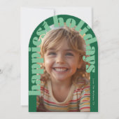 Fett Retro Green Foto Moderne Arch Weihnachtskarte Einladung (Vorderseite)