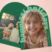 Fett Retro Green Foto Moderne Arch Weihnachtskarte Einladung