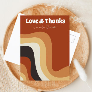 Fett Retro Groovy 70er Hochzeitsfoto Liebe & Dank Postkarte