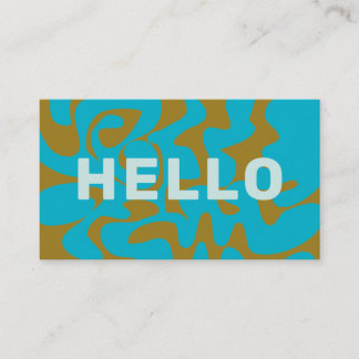 Fett Retro Groovy Pfau Oliv Blassblau Hallo Visitenkarte
