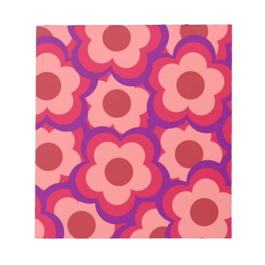 Fett-Retro-Hippie-Blume Notizblock (Vorderseite)