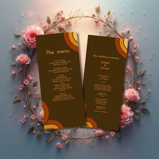 Fett Retro-Hochzeitsmenü der 1970er Jahre Programm