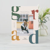 Fett Retro-Klasse 2024 Abschluss Einladung (Stehend Vorderseite)