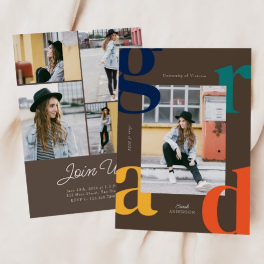 Fett Retro-Klasse 2024 Abschluss Einladung