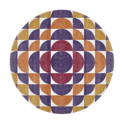 Fett Retro-Kreise dekorative Glasschneideplatine Schneidebrett (Vorderseite)