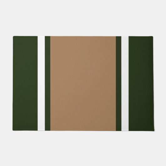 Fett Retro Mocha Weiße, dunkelgrüne Racing Streife Fußmatte (Vorderseite)