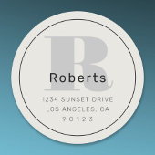 Fett Retro-Moderne Adresse Schwarz Grau & Aus Weiß Runder Aufkleber