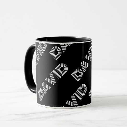 Fett Retro-Modernes Name oder Word-Muster Tasse (Vorderseite Links)