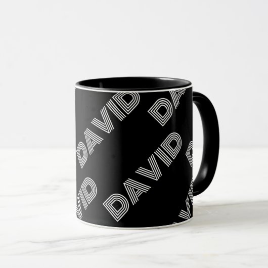 Fett Retro-Modernes Name oder Word-Muster Tasse (VorderseiteRechts)