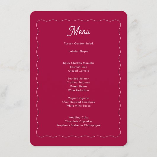 Fett Retro Pink Magenta Wave Frame Wedding Menükarte (Vorderseite)