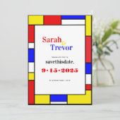 Fett Retro Primäre Farben geometrisch Save The Date (Stehend Vorderseite)