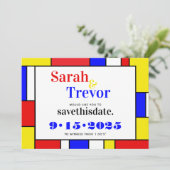 Fett Retro Primäre Farben geometrisch Save The Date (Stehend Vorderseite)