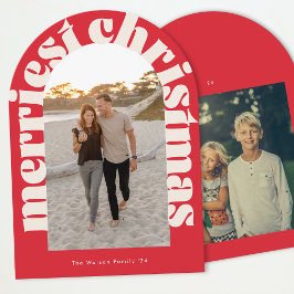Fett Retro Red Foto Merriest Arch Holiday Card Einladung