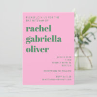 Fett Retro rosa und grünes Niedliches Bat Mitzvah
