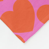 Fett Retro Rosa und Orange Herz Muster spielend Fleecedecke (Ecke)