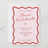 Fett Retro Rosa und Rot | Bachelorette Bash Einladung (Vorderseite)