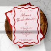 Fett Retro Rosa und Rot | Bachelorette Bash Einladung