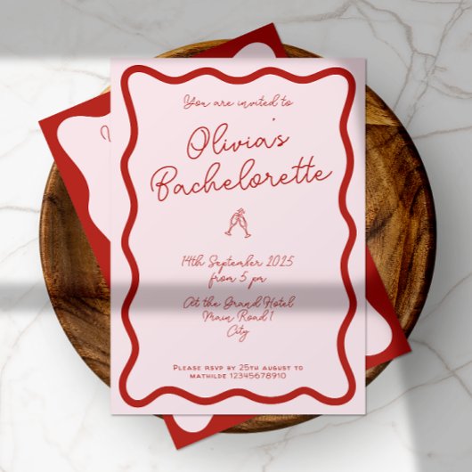 Fett Retro Rosa und Rot | Bachelorette Bash Einladung