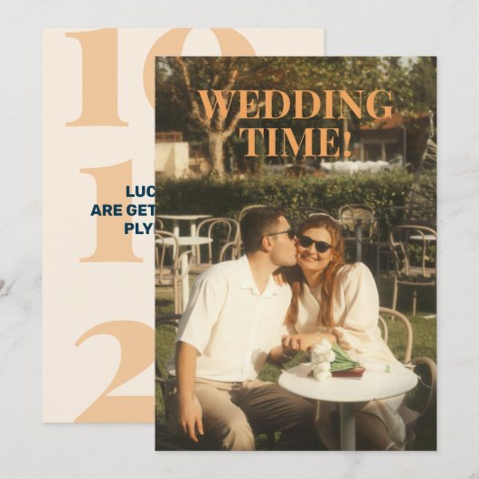 Fett Retro Save-the-Date Einladung (Vorne/Hinten)