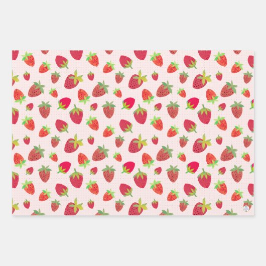Fett Retro Strawberry HandIllustrierte Collage Art Geschenkpapier Set (Vorderseite 3)