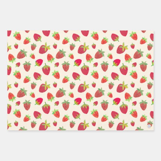 Fett Retro Strawberry HandIllustrierte Collage Art Geschenkpapier Set (Vorderseite)