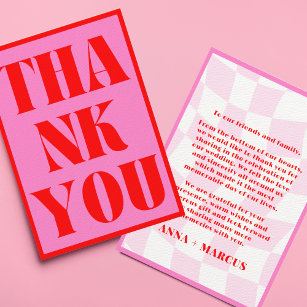 Fett Retro Typografie Pink Red Vibrann Dankeskarte