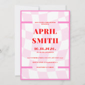 Fett Retro Typografie Rosa Red Baby Dusche Einladung (Rückseite)