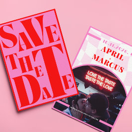 Fett Retro Typografie Rosa rotes, lebendiges FOTO Save The Date