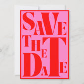Fett Retro Typografie Rosa rotes, lebendiges FOTO Save The Date (Vorderseite)