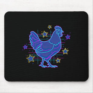 Fett Retro Vaporwave Blau Rosa Lustiges Meme Huhn Mousepad