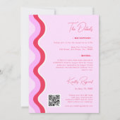 Fett Retro Wave Pink und Red All in One Wedding Einladung (Rückseite)