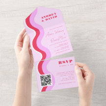 Fett Retro Waves Pink & Red QR Code UAWG Wedding