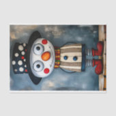 Fett Retro Whimsy Snowman in Hat BB1 Decoupage Seidenpapier (Vorderseite)