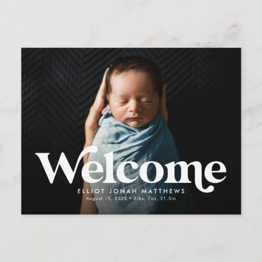 Fett-Retro-Willkommensankündigung Postkarte (Vorderseite)