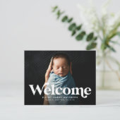 Fett-Retro-Willkommensankündigung Postkarte (Stehend Vorderseite)