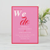 Fett Retro Wir machen Typografie Rosa Hochzeit Einladung (Stehend Vorderseite)
