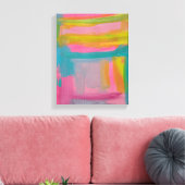 Fett rosa Abstrakte Farbe Blau und Gelb Leinwanddruck (Insitu (Wohnzimmer))