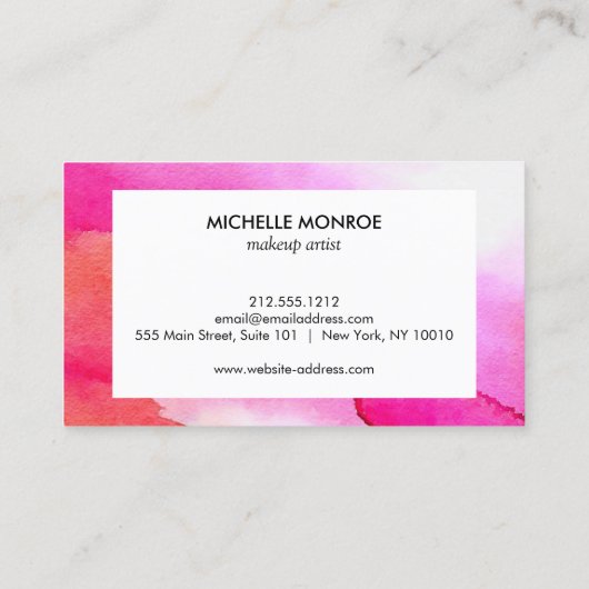 Fett rosa Aquarellfarben machen Artist Business Ca Visitenkarte (Rückseite)